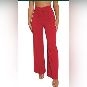 SweatyRocks Women's Overlap Waist SeamFrontPalazzo WideLegPantsHighWaistTrousers